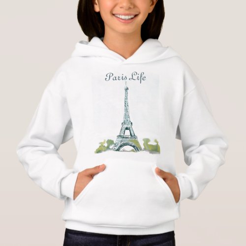 Eiffel Tower Paris France Sketch  Paris Life Hoodie