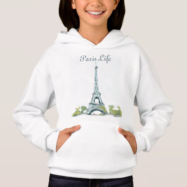 Eiffel Tower Paris France Sketch | Paris Life Hoodie (Front)