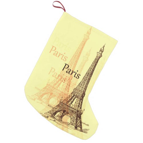 Eiffel Tower Paris France Small Christmas Stocking