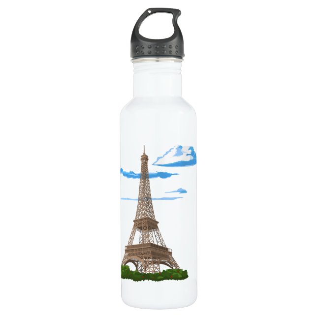 Eiffel Tower Paris France Stainless Steel Water Bottle (Front)