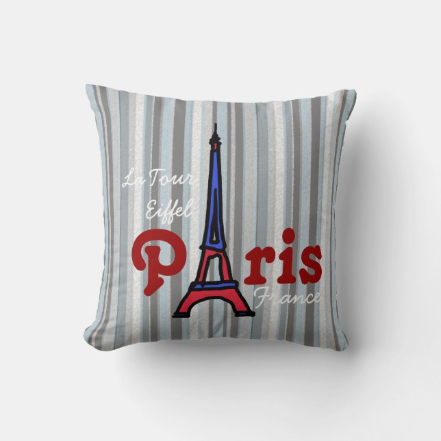 Eiffel-Tower Paris-France Throw Pillow (Front)