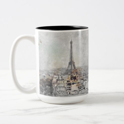 Eiffel Tower Paris France  Two_Tone Coffee Mug