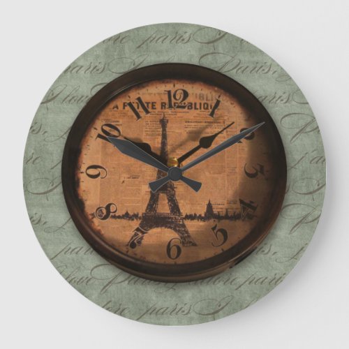 Eiffel Tower Paris France Vintage Cool Clock