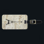 Eiffel Tower Paris France Vintage Postcard Design  Luggage Tag<br><div class="desc">Eiffel Tower Paris France Vintage Postcard Design Luggage Tag with customizable text and background color on back.</div>