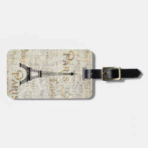 Eiffel Tower Paris France Vintage Postcard Design Luggage Tag