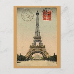 Eiffel Tower, Paris, France, Vintage Retro Postcard
