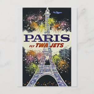 Eiffel Tower Paris France Vintage Travel Poster Postcard