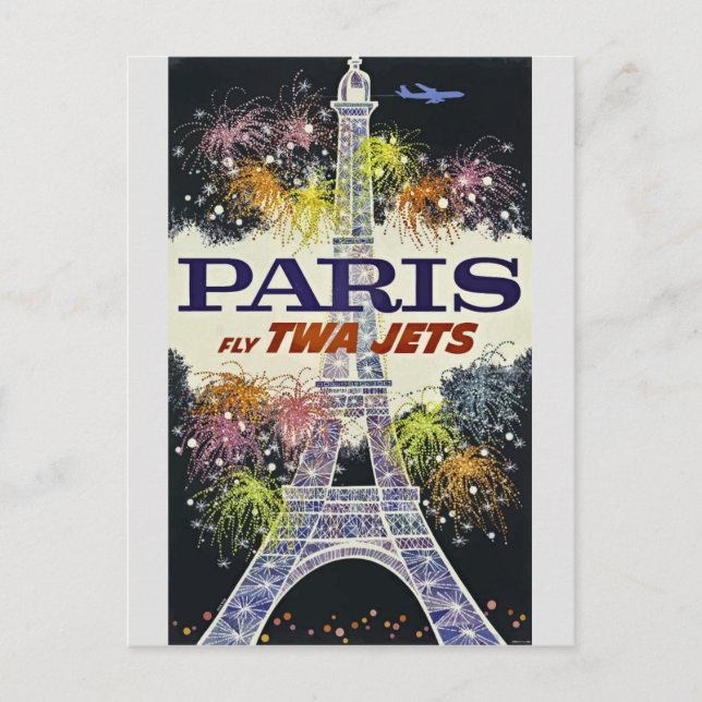 Eiffel Tower Paris France Vintage Travel Poster Postcard (Front)