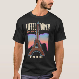 Eiffel Tower Paris France Vintage Travel Poster Re T-Shirt