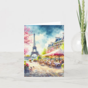 Eiffel Tower Paris France Watercolor Card