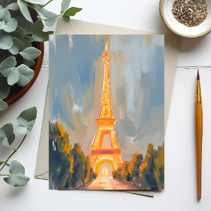 Eiffel Tower Paris France Watercolor Postcard