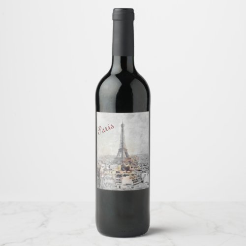 Eiffel Tower Paris France  Wine Label