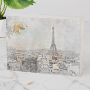 Eiffel Tower Paris France Wooden Box Sign