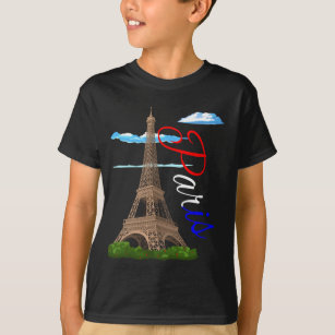 Paris Eiffel Tower France Holiday kids cool Girls Birthday gift Top T shirt 1003 