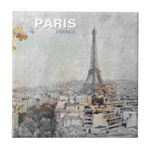 Eiffel Tower Paris – French Landmark Art for Home  Ceramic Tile