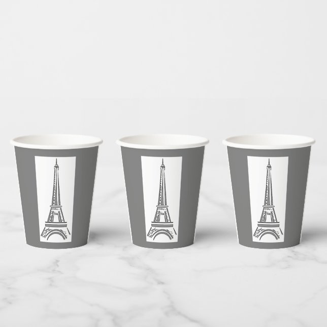 Eiffel Tower Paris French  Paper Cups (Multi)