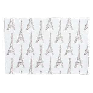 Eiffel Tower Paris French Watercolor Doodle Pillow Pillowcase
