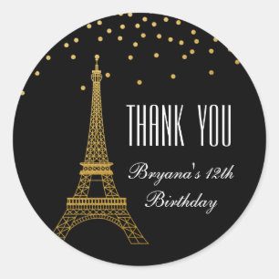 Eiffel Tower Paris Gold & Black Party Stickers