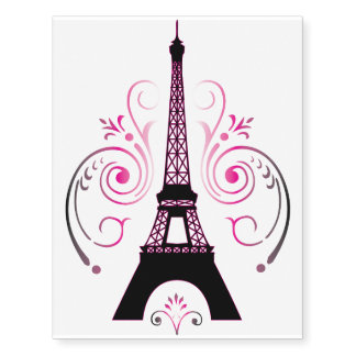 Eiffel Tower Paris Gradient Swirl Design Temporary Tattoos