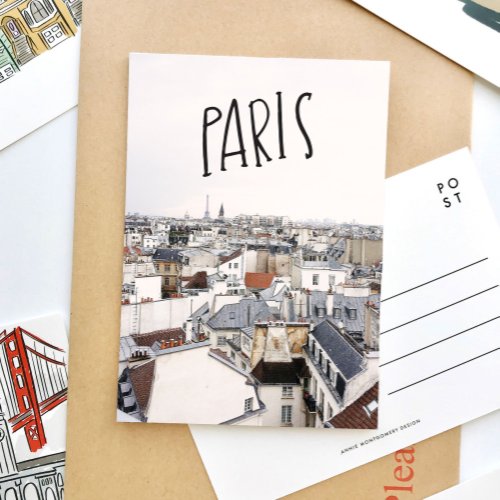 Eiffel Tower Paris Hand Lettered Postcard