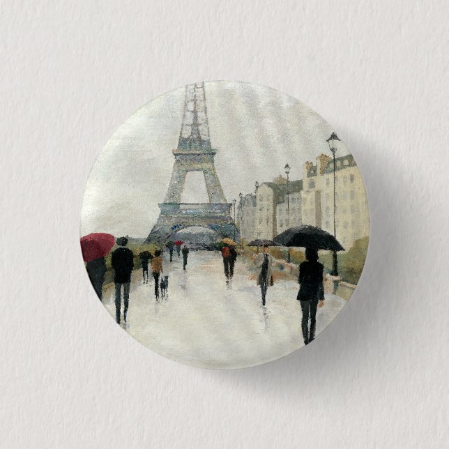 Eiffel Tower | Paris In The Rain Button (Front)