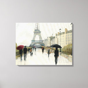 Eiffel Tower Paris In The Rain Canvas Print