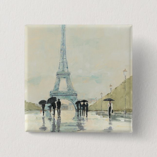 Eiffel Tower | Paris In The Rain Pinback Button (Front)