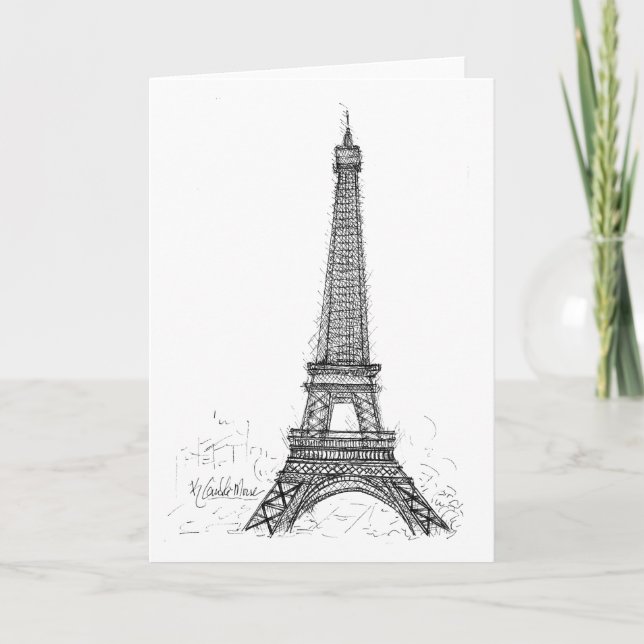 Eiffel Tower Paris Letterpress Thank You Card (Front)