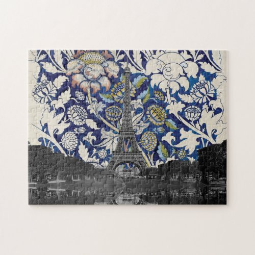 Eiffel Tower Paris Meets Floral Illustration Jigsaw Puzzle