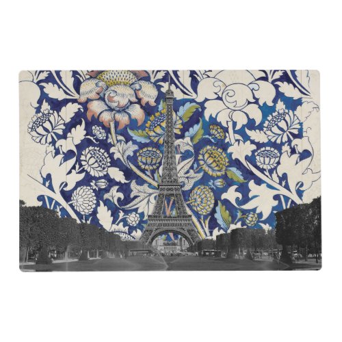 Eiffel Tower Paris Meets Floral Illustration Placemat