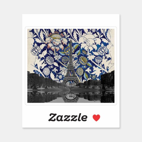 Eiffel Tower Paris Meets Floral Illustration Sticker