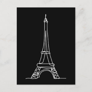 Eiffel Tower Paris Minimalist Line Art Postcard