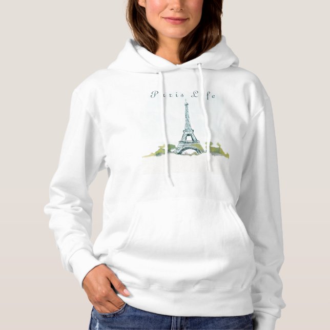 Eiffel Tower Paris Pen and Ink Sketch |Paris Life Hoodie (Front)