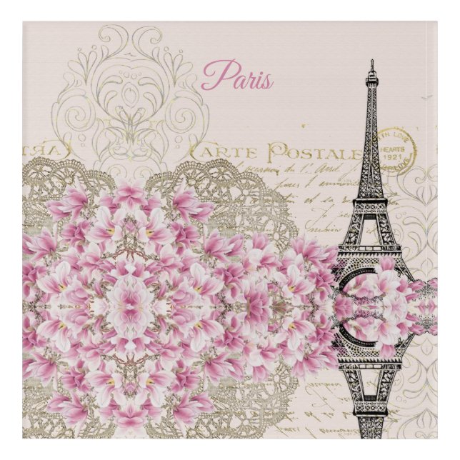 Eiffel Tower, Paris Pink Magnolia Acrylic Print (Front)