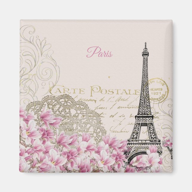 Eiffel Tower, Paris Pink Magnolia  Magnet (Front)