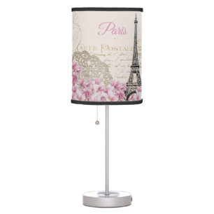 Eiffel Tower, Paris Pink Magnolia Table Lamp