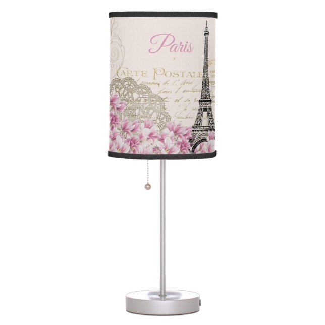 Eiffel Tower, Paris Pink Magnolia Table Lamp (Right)