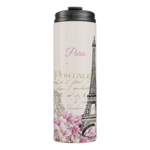 Eiffel Tower Paris Pink Magnolia Thermal Tumbler