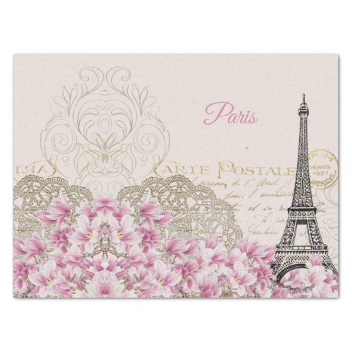 Eiffel Tower Paris Pink Magnolia  Tissue Paper