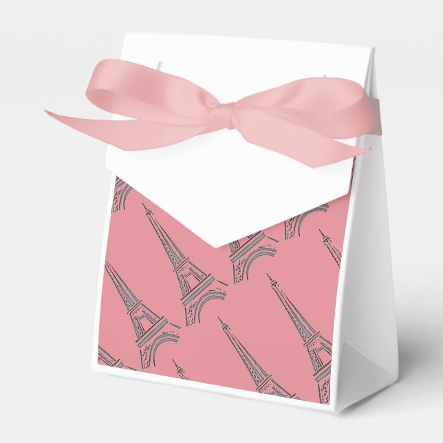 Eiffel Tower Paris Pink Party Favor Boxes (Front Side)