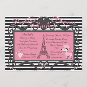 Eiffel Tower Paris Pink Poodle Baby Shower Invite