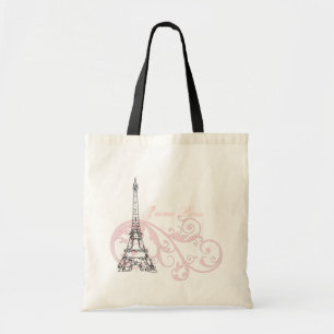 Eiffel Tower Paris Pink Tote Bag