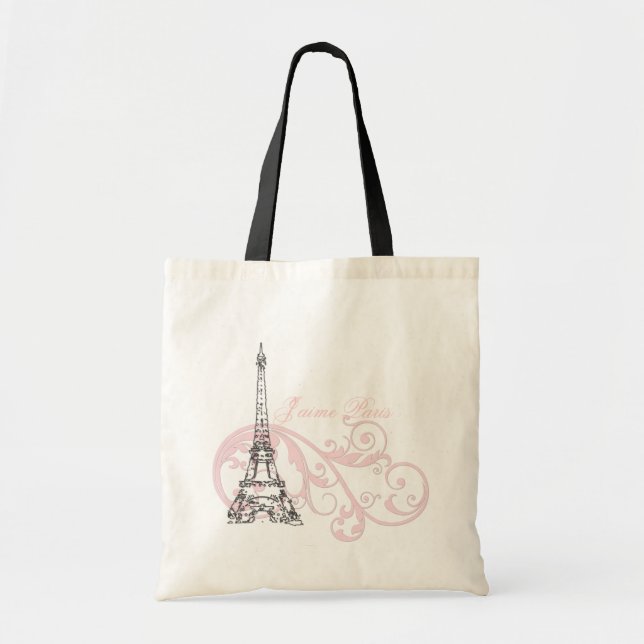 Eiffel Tower Paris Pink Tote Bag (Front)