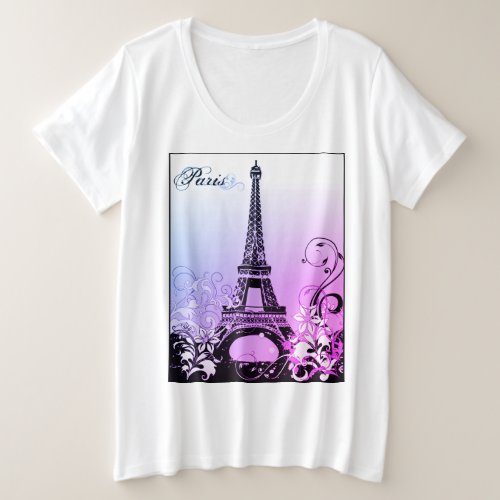 Eiffel Tower Paris purple Plus_Size T_Shirt