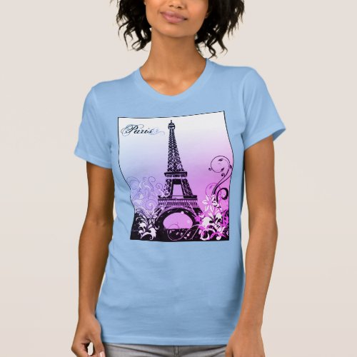 Eiffel Tower Paris purple T_Shirt