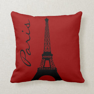 HGOD DESIGNS Paris Eiffel Tower Pillow Cover,Decorative Pillow Vintage Eiffel Tower and Flower Cotton Linen Outdoor Pillow Cases Square Standard Cushion Covers for Sofa Couch Bed 18x18 inch Pink 
