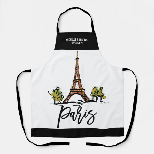 eiffel tower paris ROMANTIC COUPLE Apron (Front)