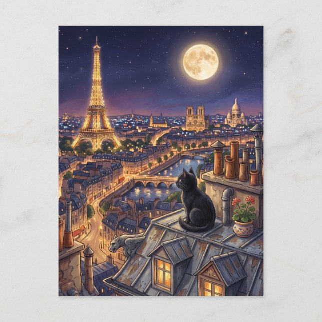 Eiffel Tower Paris Rooftops France Postcard (Front)