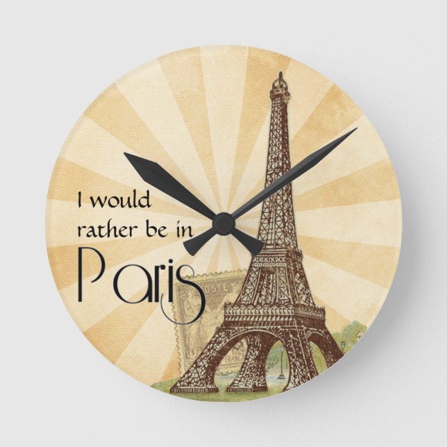 Eiffel Tower Paris Round Wall Clock (Front)