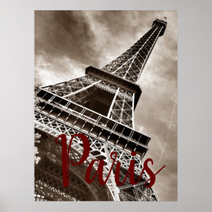 Eiffel Tower Paris Sepia Vintage Poster